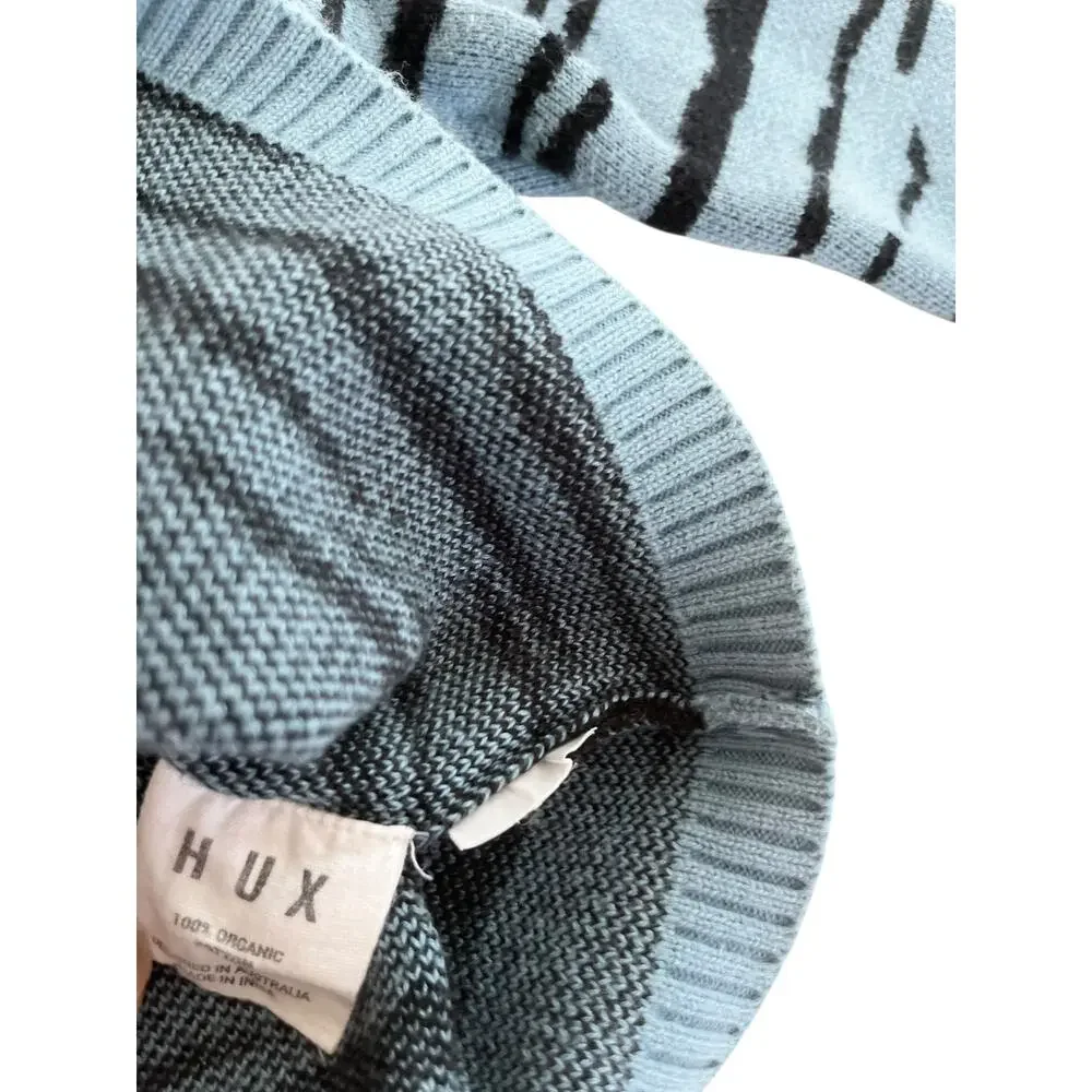 Huxbaby Boys Blue Wildcat Organic Cotton Knit Sweater - 12 Months